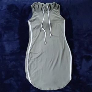forest green sexy t-shirt hoodie sleeveless dress